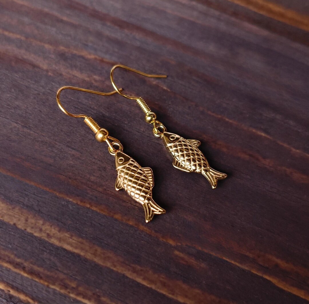 Jwelleries Fish Stainless Steel Fish Earrings, Gold Sea Ocean Jewelry Drop Dangle ...
