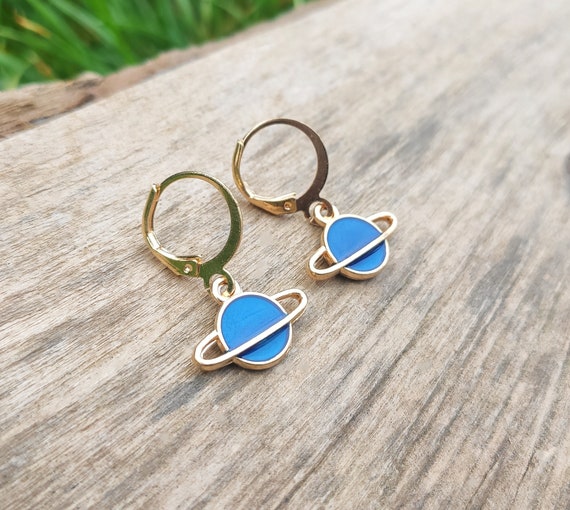Blue saturn earrings discount