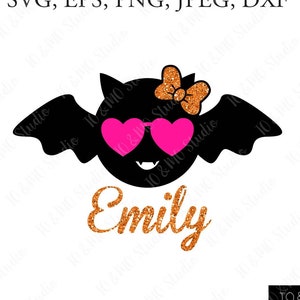 Bat Halloween SVG,  Bat Svg, Bat monogram Svg, Girl Boy Cute Halloween Svg, Cute Bat Clipart, Cricut, Silhouette Cut Files