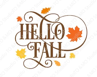 Hello Fall Svg, Fall Svg, Fall Wreath Svg, Fall Harvest SVG, Pumpkin Svg, Fall Clipart, Thanksgiving SVG, Cricut, Silhouette Cut Files