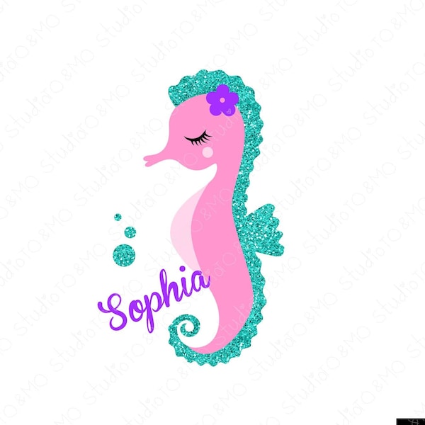 Sea Horse SVG, Mermaid Svg, Cute Sea Horse Svg, Mermaid Sea Horse Birthday Girl SVG, Sea Beach SVG, Cricut, Silhouette Cut Files