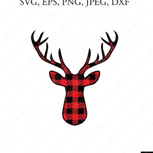 Plaid Deer Svg, Deer Head Svg, Christmas Svg, Stag Svg, Stag Head, Hunter Svg, Country Svg, Deer Svg, Cricut, Silhouette Cut File