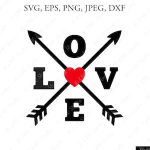 Love arrows Svg, Valentine Svg,valentines Day Svg, Valentine love Svg, Love Heart Clipart Svg, , Cricut, Silhouette Cut File