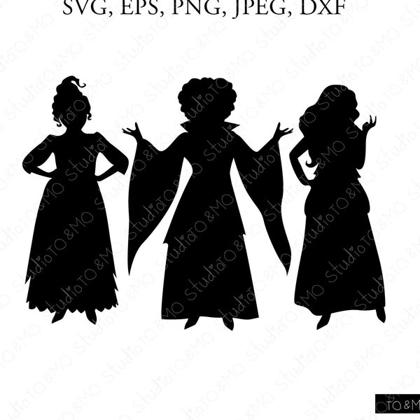 Hocus Pocus SVG, Sanderson Svg, Halloween Svg, Sanderson Sisters SVG, Monogram Clipart, Witch Hat SVG, Cricut, Silhouette Cut Files
