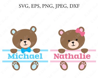 Bear SVG, Easter SVG, Bear split svg, Cute teddy bear Svg, Bear Face SVG, Cricut, Silhouette Cut File