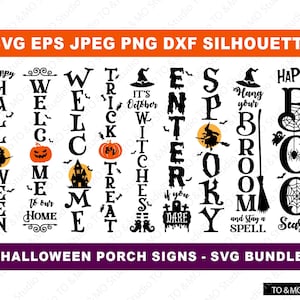 Halloween Porch Sign Svg, Porch Sign Svg Bundle, Fall Porch Sign Svg, Thanksgiving Svg, Pumpkin Svg, Halloween Svg, Cricut, Silhouette Files