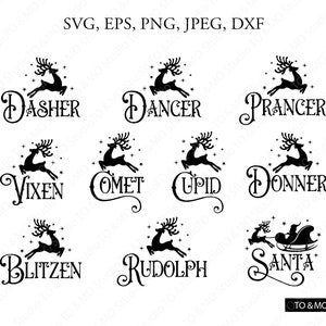 Christmas SVG, Rudolf Svg, Christmas Santa SVG, Reindeer Svg, Christmas Reindeer Svg, Christmas Cut Files, Bow, Cricut, Silhouette Cut File