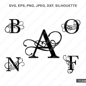 Monogramma Svg, Monogramma Alfabeto Svg, Monogramma Clipart, Flourish Alfabeto SVG, Lettera SVG, Cricut, Silhouette Cut Files