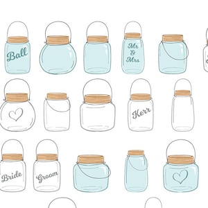 Mason Jars Clip Art & Vectors - Invitation, Crafting, Baby Shower, Web Design, Scrapbooking - 70 Mason Jars - Mason Jar Instant download