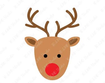 Reindeer SVG, Christmas SVG, Reindeer Head Svg, Reindeer Clip Art, Reindeer Face SVG, Christmas Reindeer, Cricut, Silhouette Cut File