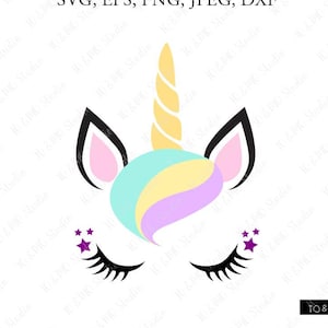 Unicorn SVG, Unicorn head Svg, Unicorn Clip Art, Unicorn Face SVG, Cute Unicorn SVG, Cricut, Silhouette Cut File Chevrons image 1