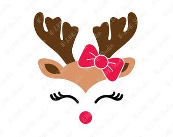 Reindeer SVG, Christmas SVG, Reindeer Head Svg, Reindeer Clip Art, Reindeer Face SVG, Christmas Reindeer, Cricut, Silhouette Cut File