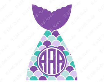 Mermaid SVG, Mermaid Monogram Svg, Mermaid Tail Svg, Sea Mermaid Clipart, Sea Beach SVG, Cricut, Silhouette Cut Files