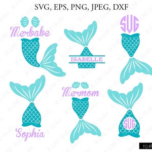 Mermaid SVG, Mermaid Monogram Svg, Cute Mermaid Svg, Mermaid Clipart, Sea Beach SVG, Cricut, Silhouette Cut Files