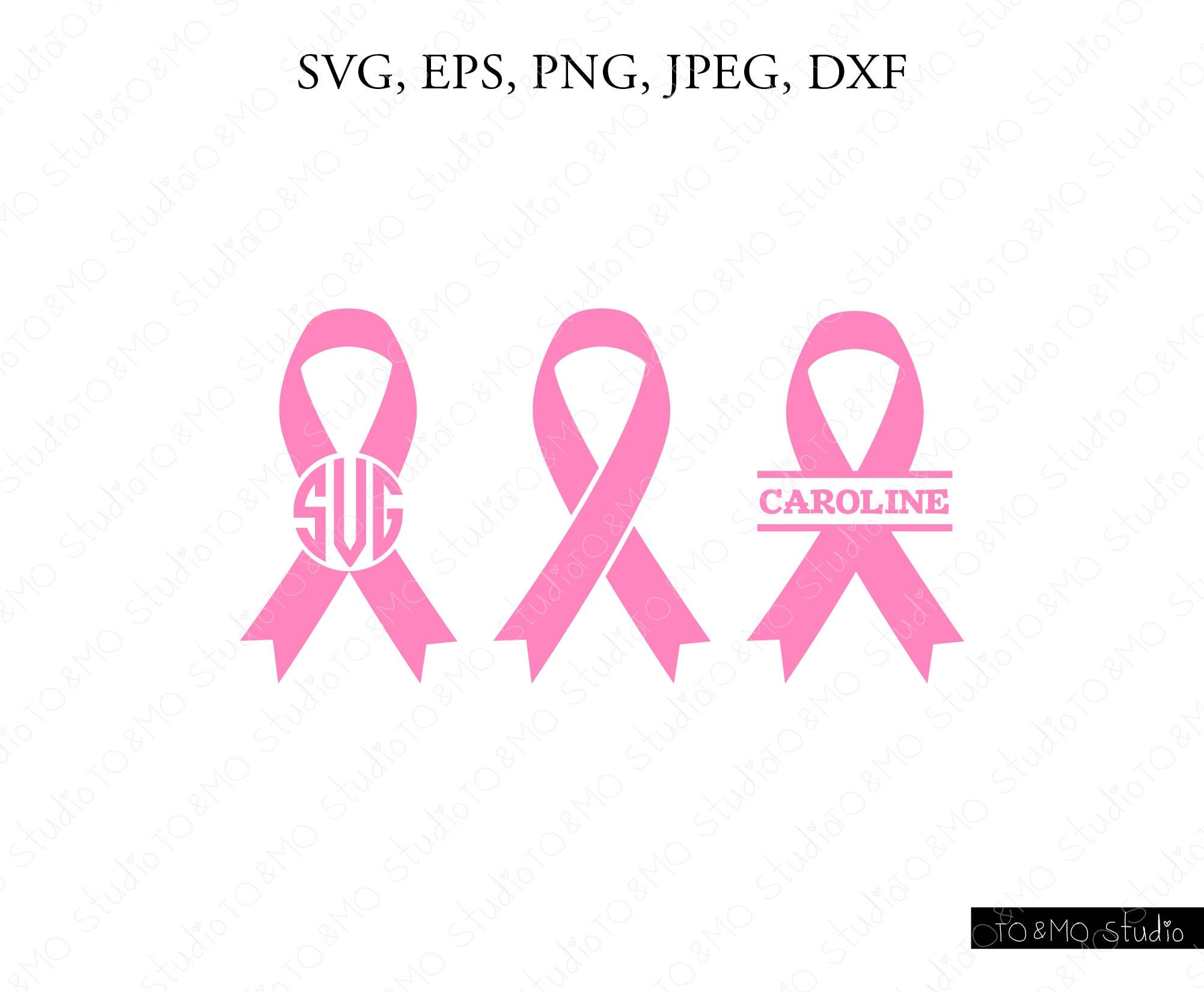 Cancer Ribbon SVG, Pink Ribbon Svg, Cancer Ribbon Monogram Svg, Pink ...