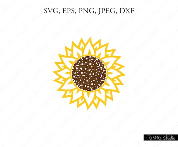 Sunflower monogram svg summer flower cut file for silhouette or cricut