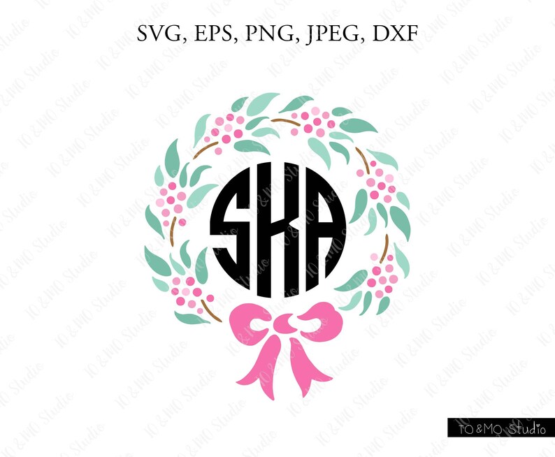 Download Monogram Wreath Floral SVG Wreath Clipart Floral Wreath SVG | Etsy
