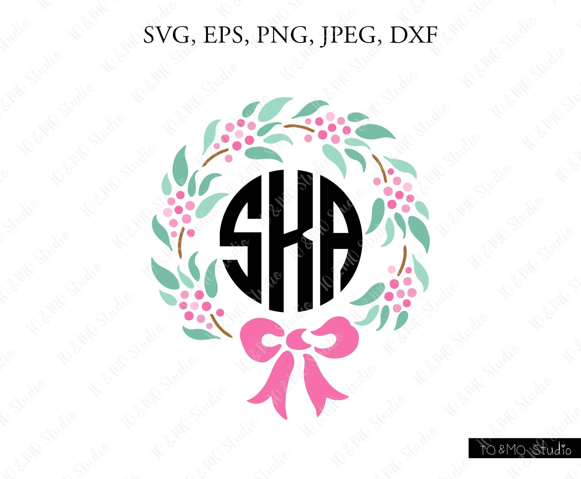 Download Monogram Wreath Floral SVG Wreath Clipart Floral Wreath SVG | Etsy