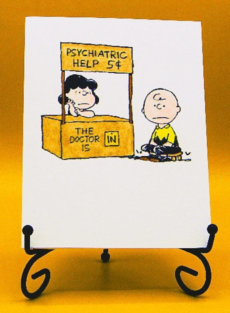 Charlie Brown & Lucy Psychiatrist is in Card: Customize with your choice of greeting zdjęcie 1