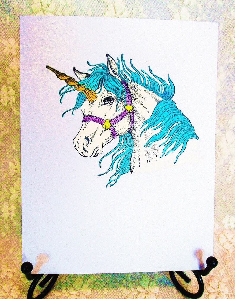 Beautiful Colorful Magical Unicorn Greeting Card: Add a Greeting or Leave Blank image 1