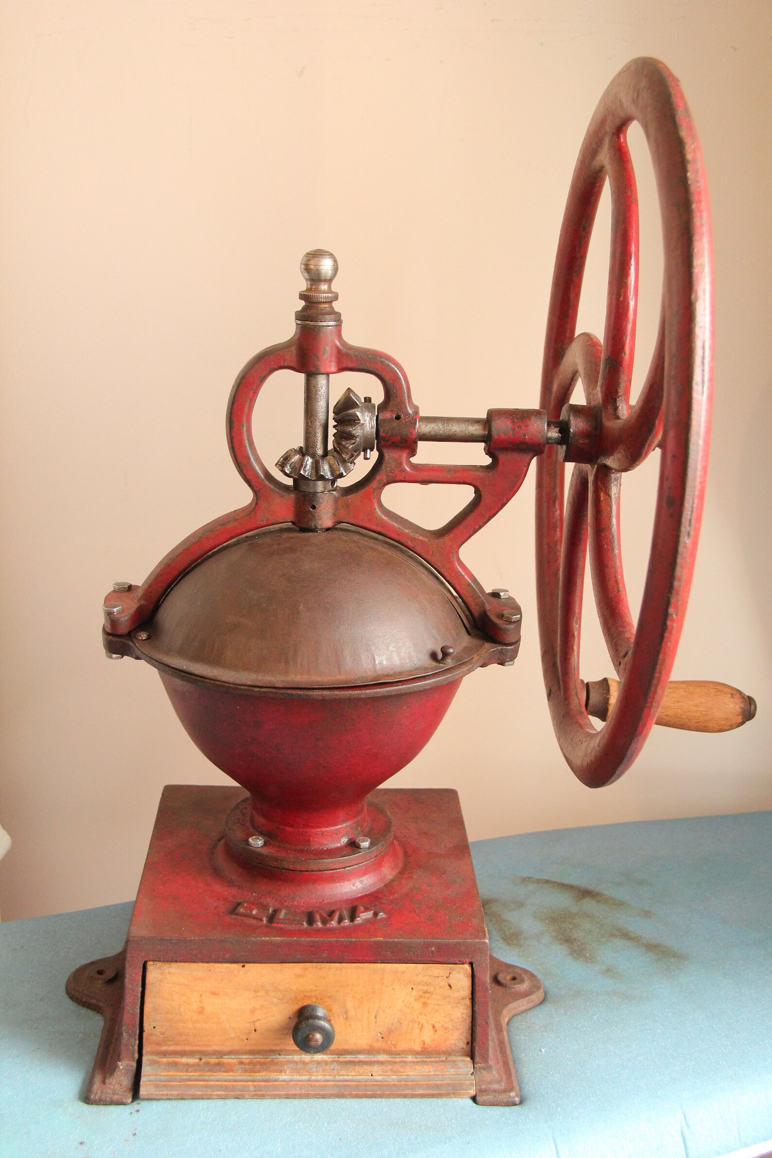Huge Old coffee grinder Elma Nº3 with wheel cast iron. Not Etsy