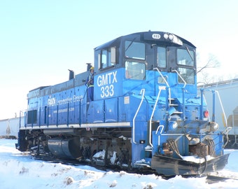 Foto de locomotora GMTX azul: Imprimible para entusiastas de los trenes (descarga digital)
