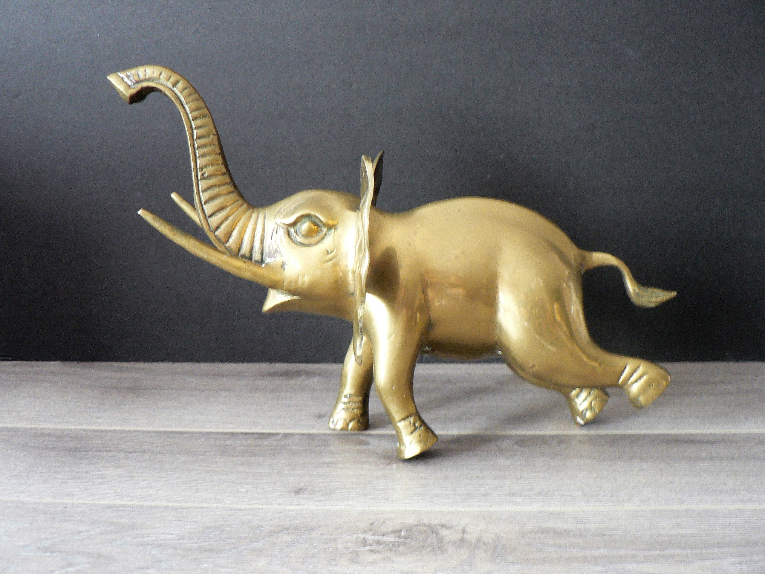 Large Brass Elephant Symbol of Luck India Elephant Decor Etsy
