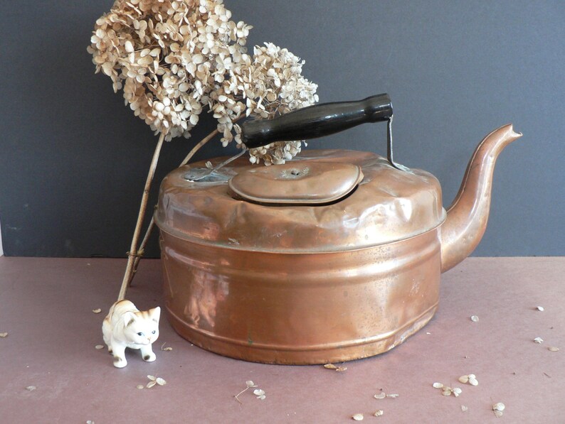 ANTIQUE Extra Large Copper Kettle Tin Lined SAVOY PAT. Etsy