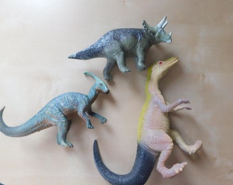 3 Plastic Dinosaur Figurines - Pretend Play