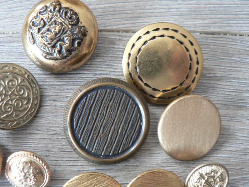 Vintage Brass Buttons Collection Etsy Norway