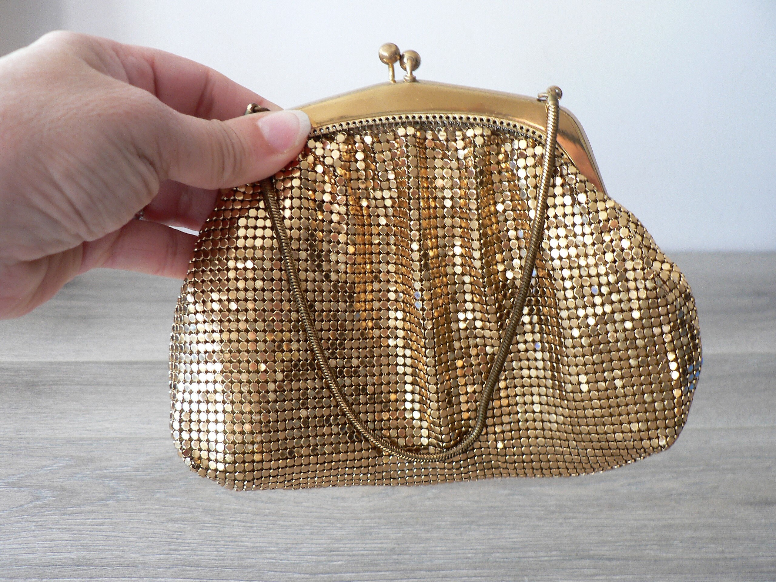 gold mesh handbag