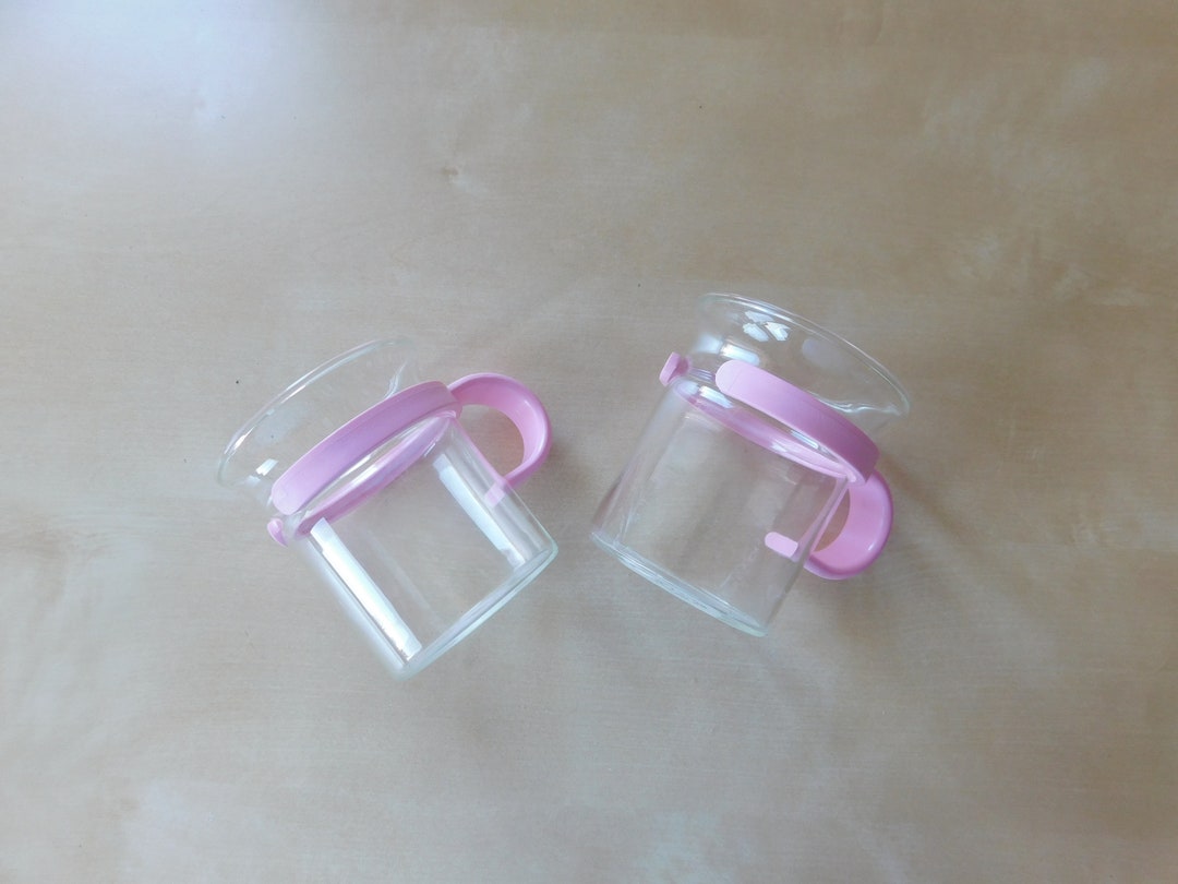 Bodum Glass Cups With Pink Plastic Handles Etsy