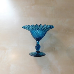 IVIMA Blue Diamond Point Glass Compote - Pedestal Candy Dish