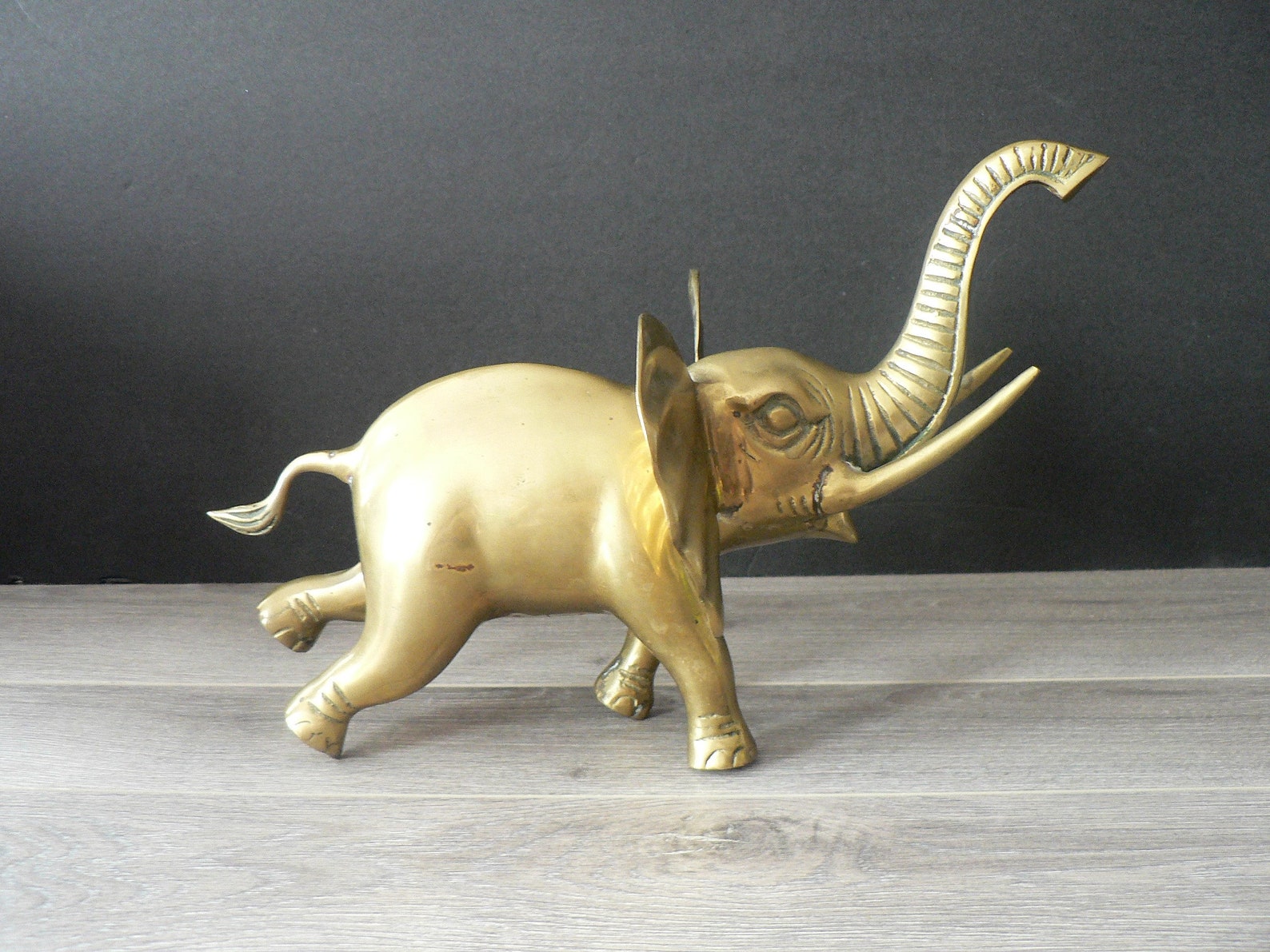 Large Brass Elephant Symbol of Luck India Elephant Decor Etsy