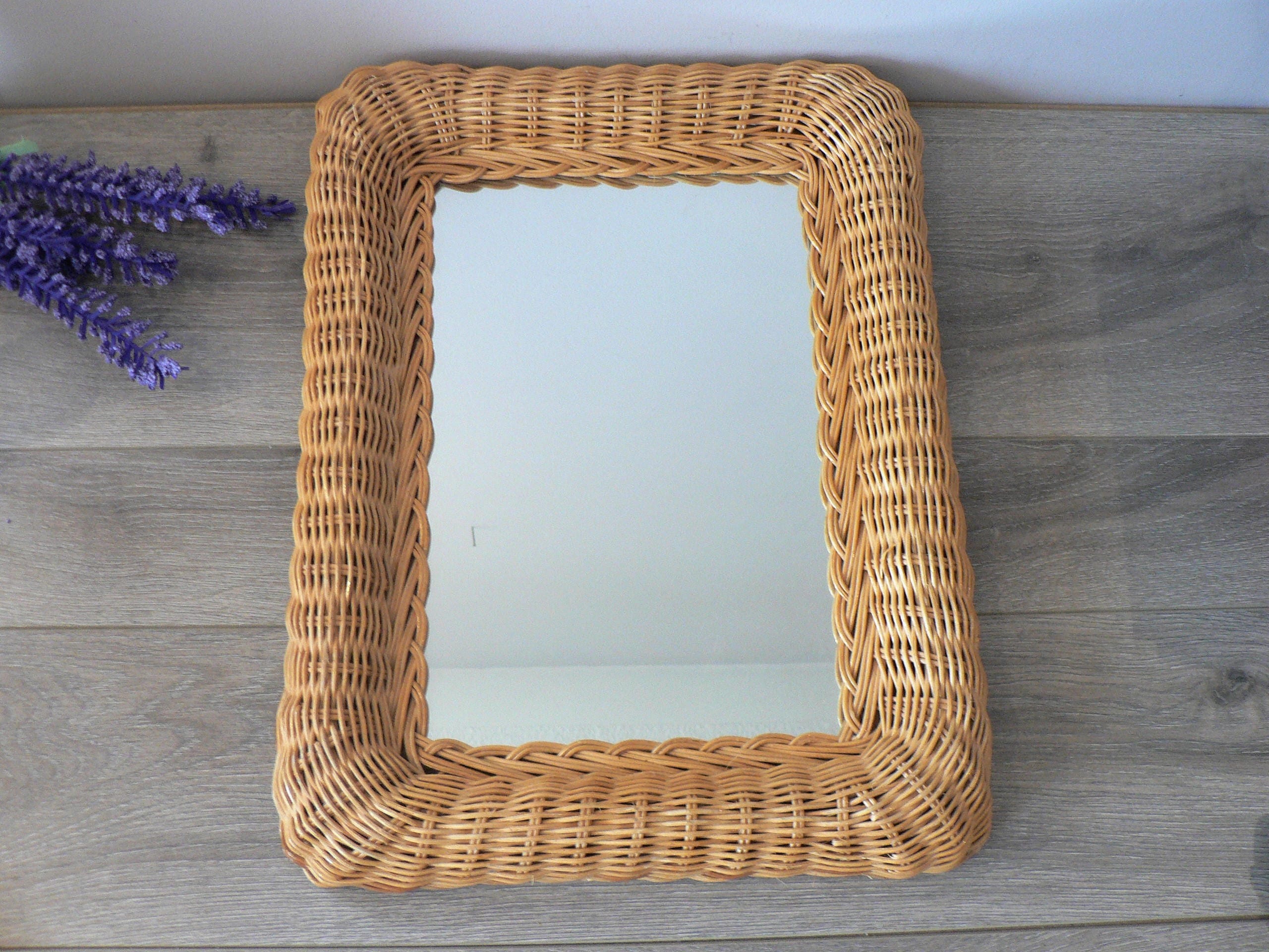 Wicker Framed Wall Mirror Etsy