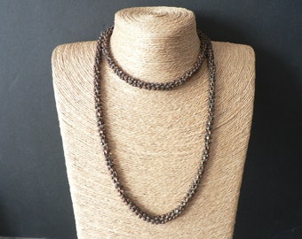 Crochet Copper Bead Rope Necklace - Copper Jewelry - Copper Necklace