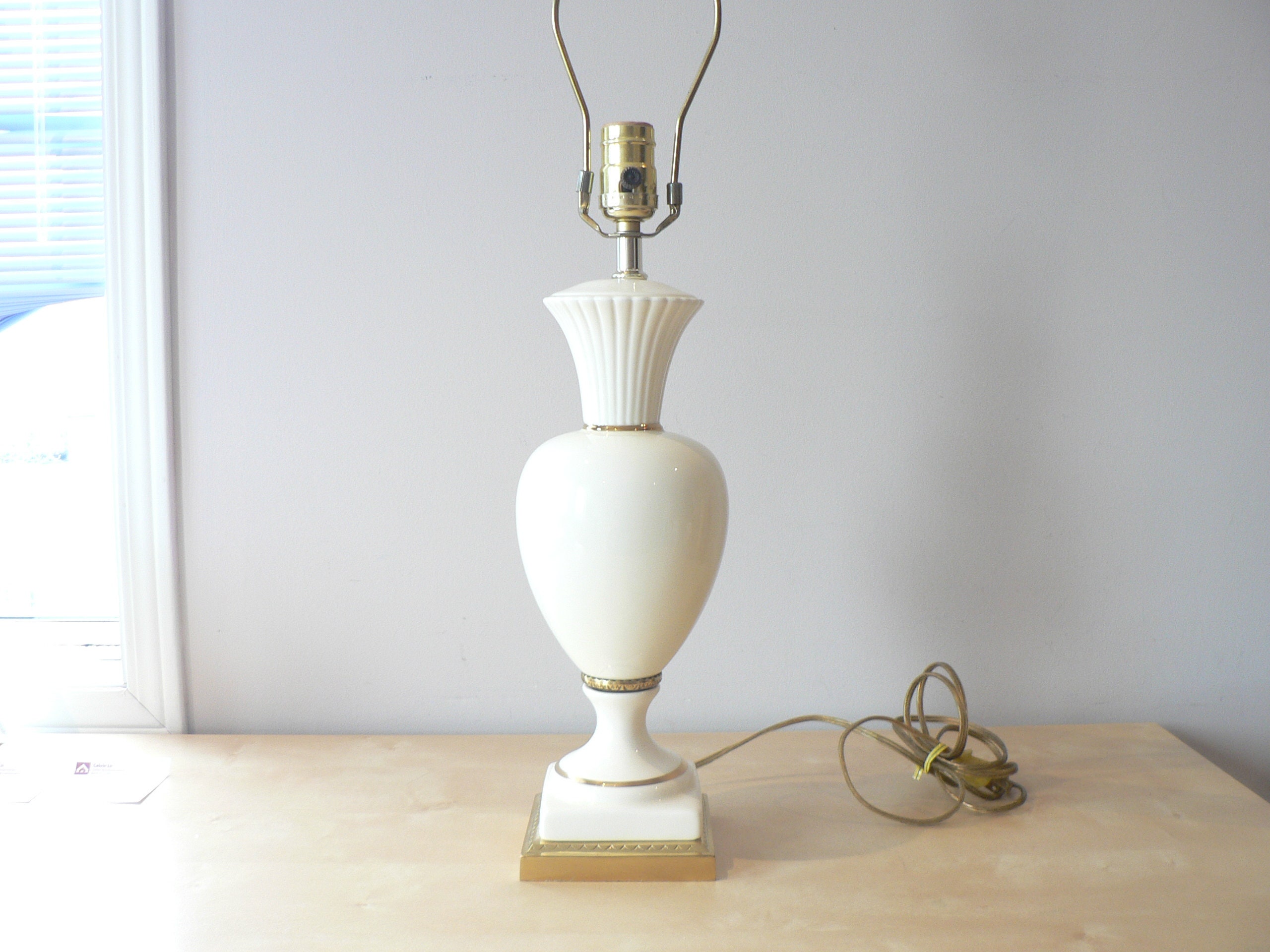 BOMBAY Ivory Gold Ceramic Table Lamp With Brass Accent Etsy Canada
