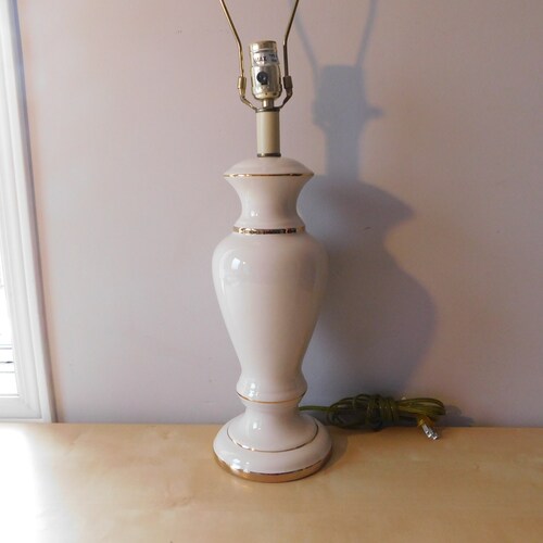 Blush Pink Ceramic Lamp with Gold shops Bands