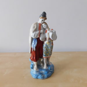 Ukrainian Porcelain Couple Figurine in Traditional Folk Costume