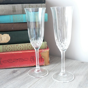 Crystal Champagne Flute Glasses Pair - Toasting Glasses - Wedding Glasses