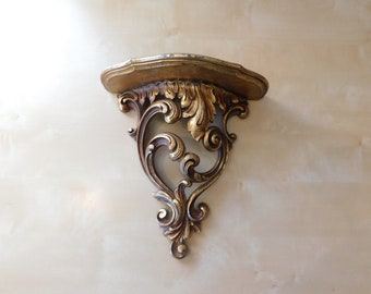 Ornate Gold Gilt Scroll Wall Shelf - by Syroco USA - Wall Console - Glam Decor - Hollywood Regency