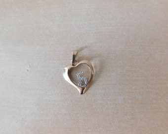 Gold Heart Pendant with Letter S