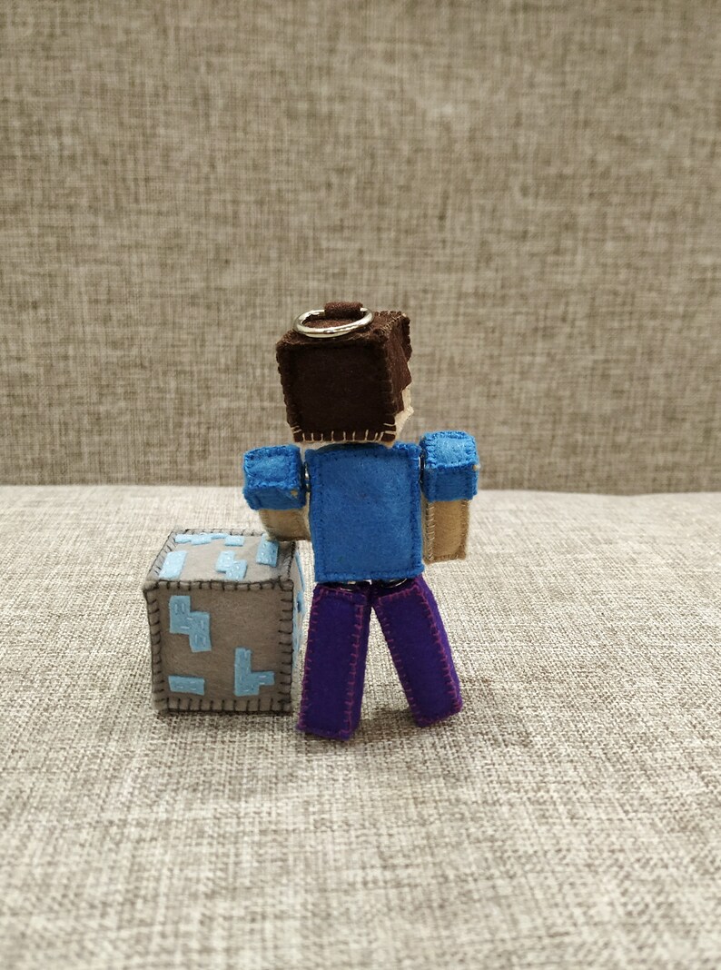 Keychain Minecraft Steve. Felt Steve Minecraft. Etsy