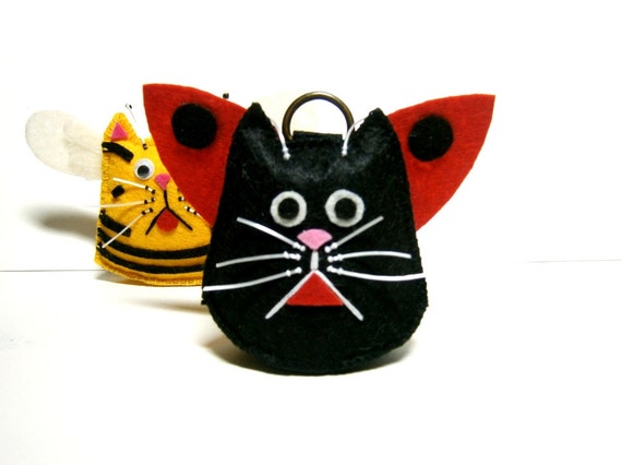 Felt Black Cat Brelok Do Motyli Czarny Kot Uchwyt Na Etsy
