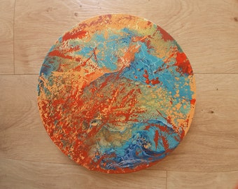 抽象画 ターコイズ、ゴールド、ホワイト - Etsy 日本