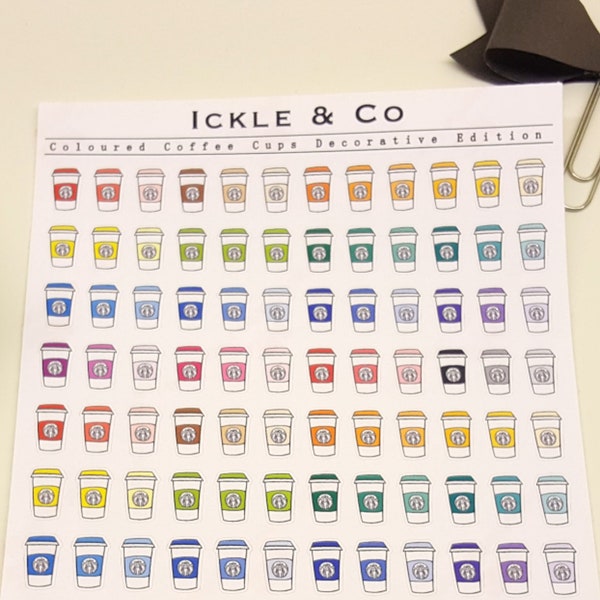 Coloured Coffee Cup Planner Stickers Decorative Edition Bullet Journal