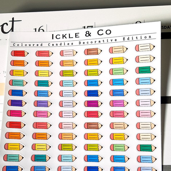 Mixed Coloured Pencil Doodle Planner Stickers Decorative Edition (Erin Condren, Kikki K, Happy Planner, ) Bullet Journal
