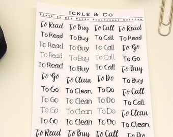 Script To Do / To Buy /To Go / To Clean / To Call / To Read Mixed Word Planner Stickers Functional Edition Bullet Journal