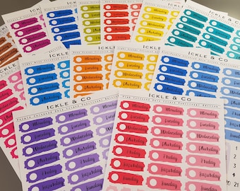 Mixed Coloured Date Cover Planner Stickers Bullet Journal