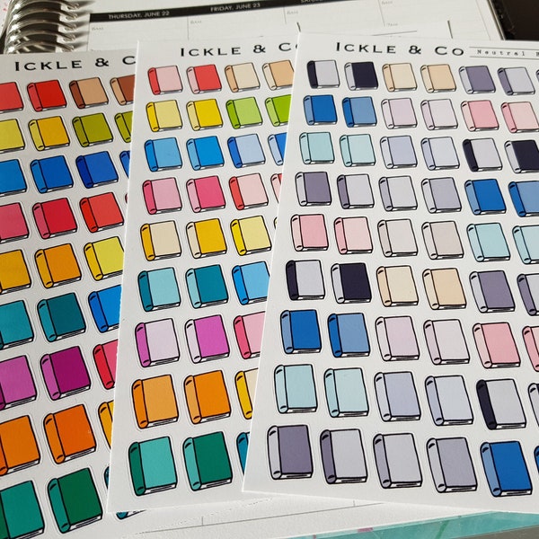 Bright / Pastel / Neutral Book Icon Planner Stickers Bullet Journal